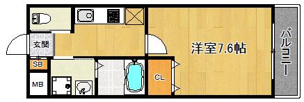 MERGE一条通(1K/1階)の間取り写真