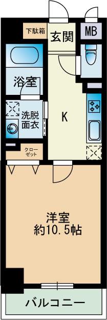 グランディール大濠(1K/9階)の間取り写真