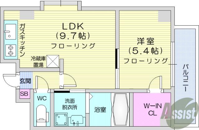 しゃとれ福室(1LDK/3階)の間取り写真