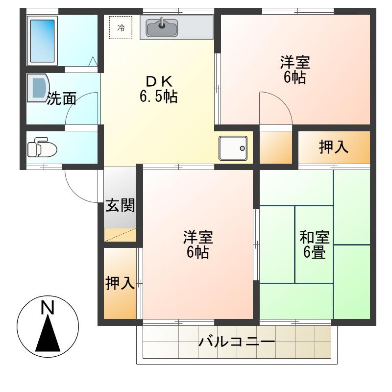 エスポワール佐藤(3DK/2階)の間取り写真
