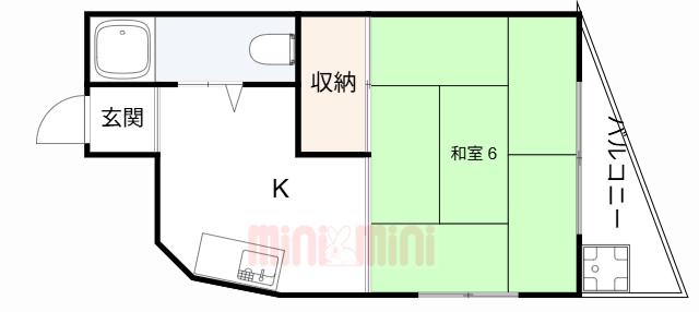 山海マンション(1K/3階)の間取り写真