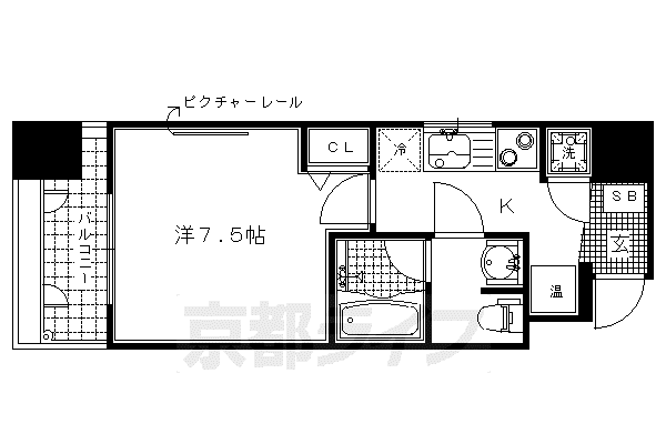 フェミネンス御所西(1K/3階)の間取り写真