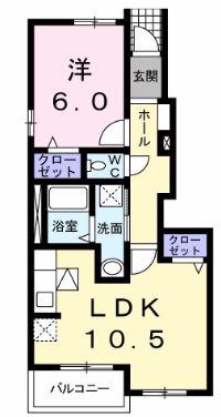 プロムナード T(1LDK/1階)の間取り写真