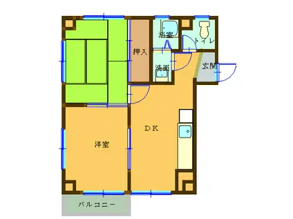 シュトラール広町(2DK/3階)の間取り写真