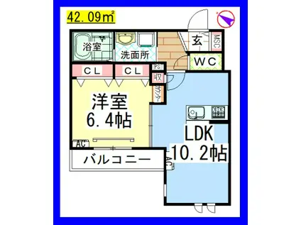 フローレンス(1LDK/2階)の間取り写真