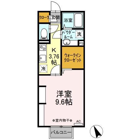 チェントロクオーレI(1K/2階)の間取り写真