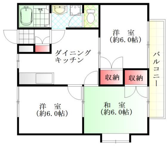 エステートピア伊藤B(3DK/2階)の間取り写真