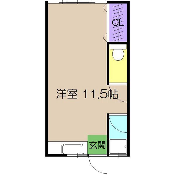 第2杉本ハイム(ワンルーム/2階)の間取り写真
