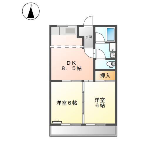 加賀野コーポII(2DK/1階)の間取り写真
