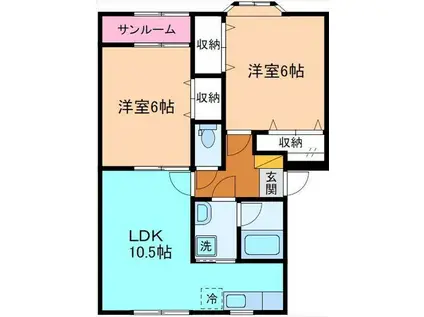 サンシャイン(2LDK/1階)の間取り写真