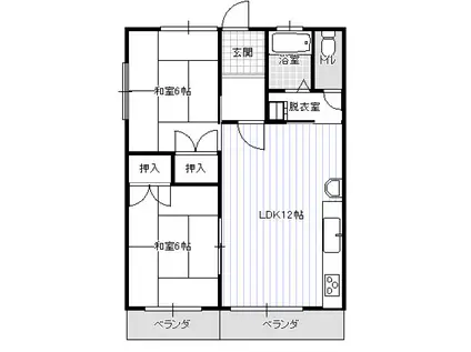 コーポフラワー(2LDK/2階)の間取り写真