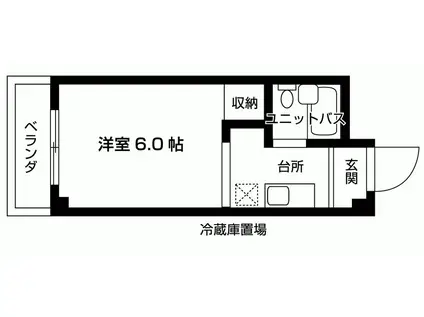 コートハウス大西(1K/2階)の間取り写真