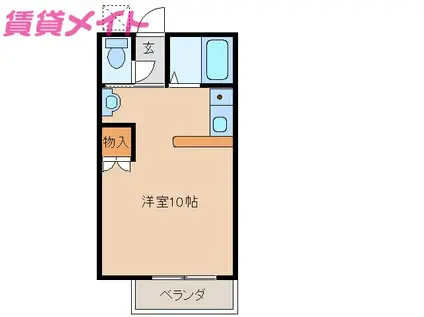 リバティー(ワンルーム/2階)の間取り写真