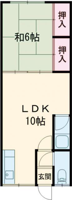万代パレス(1DK/2階)の間取り写真