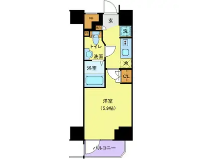 BANDOBASHI KNOTS(1K/8階)の間取り写真