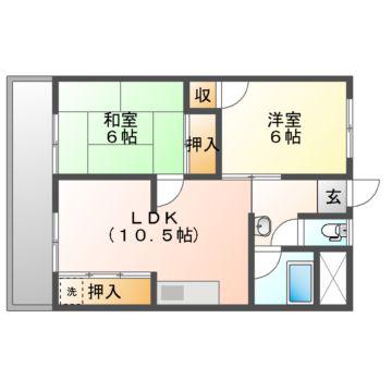 AAビル(2LDK/4階)の間取り写真