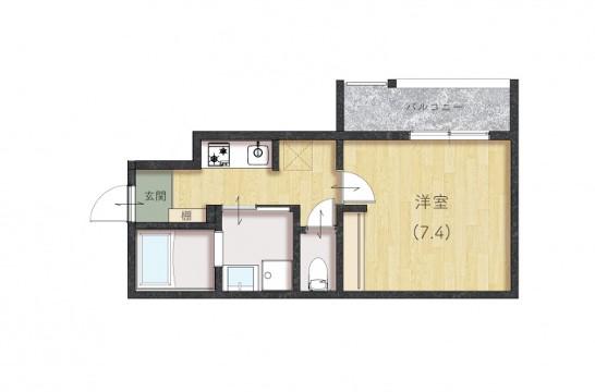 COMFORT三吉南(1K/1階)の間取り写真