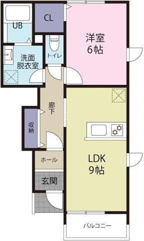 ENCIAIII棟(1LDK/1階)の間取り写真