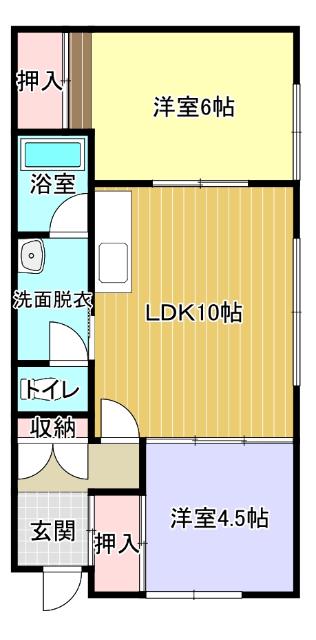 コーポアサヒII(2LDK/1階)の間取り写真