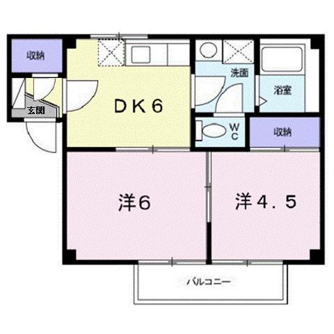 ソレーユ久安(2DK/2階)の間取り写真