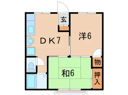 グリーンウッドアパート(2DK/1階)の間取り写真