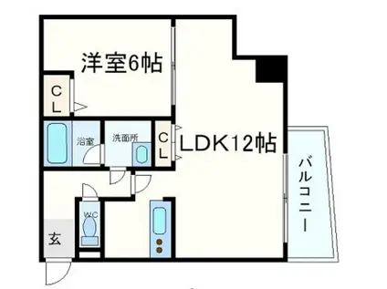 ウォブ本町ウエスト(1LDK/2階)の間取り写真