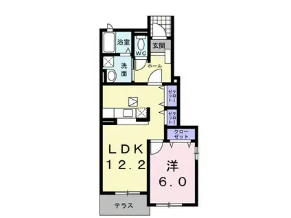 プロムナードIII(1LDK/1階)の間取り写真