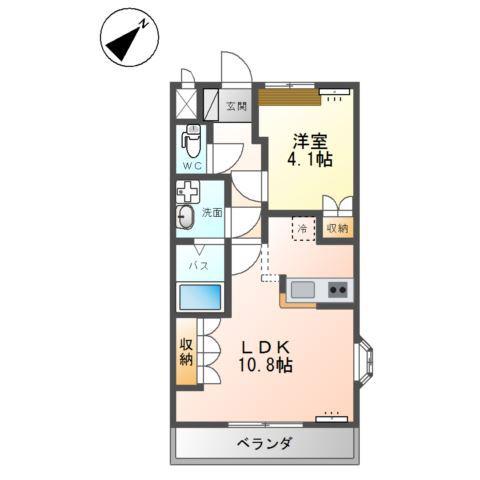 ジャルディニエールC(1LDK/2階)の間取り写真