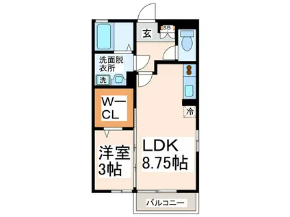 メゾンミューA B(1LDK/2階)の間取り写真