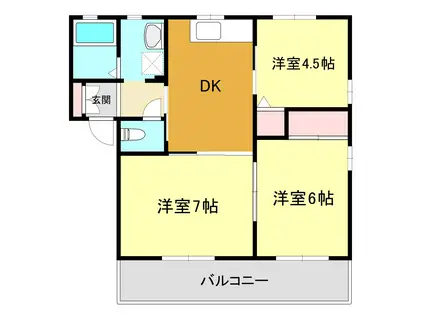 パークアベニュー A棟(3DK/1階)の間取り写真