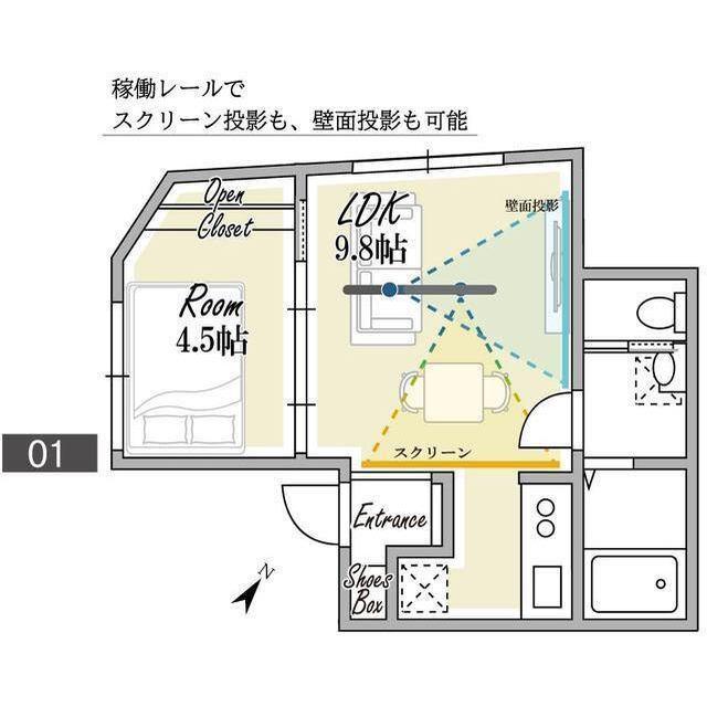 PLATANUS幡ヶ谷(1LDK/1階)の間取り写真