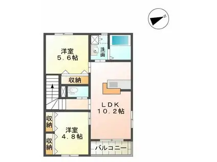 ラークヒル(2LDK/2階)の間取り写真