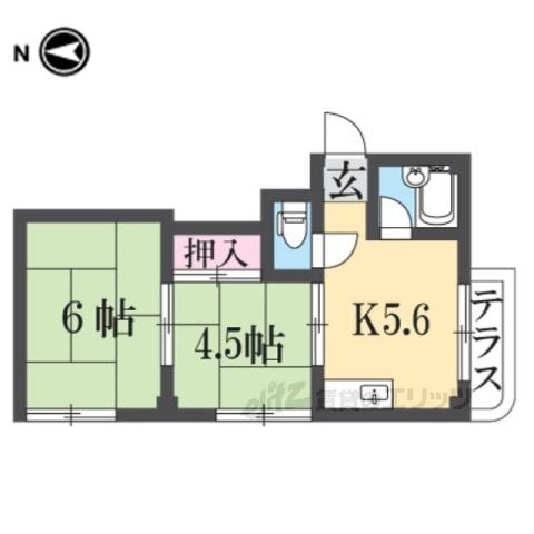 プチメゾン香里園(2K/1階)の間取り写真