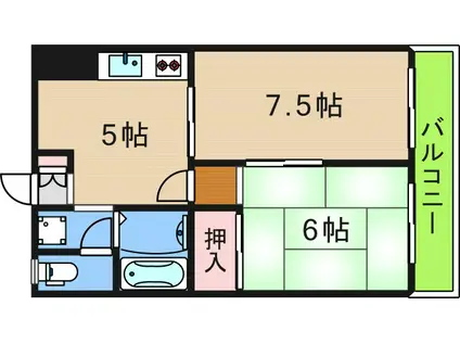 センチュリー浜口(2DK/4階)の間取り写真