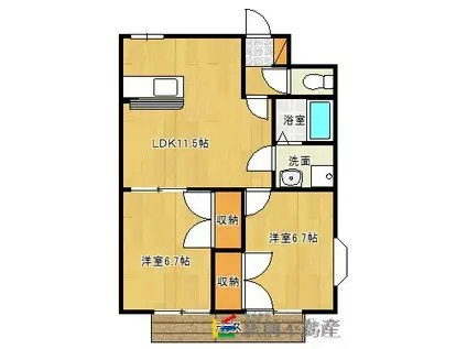 メルベールメゾンII(2LDK/1階)の間取り写真