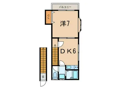 エルヴェ駒沢(1DK/2階)の間取り写真