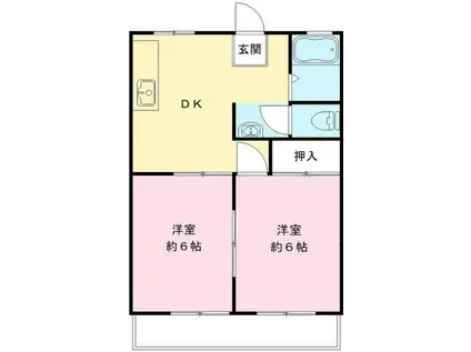メールハイツB(2DK/1階)の間取り写真