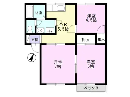 ローズハイツ(3DK/2階)の間取り写真