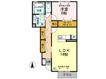 ルミエールA(1LDK/1階)の間取り写真