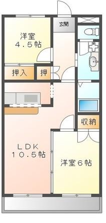 エスポアロイヤル(2LDK/2階)の間取り写真