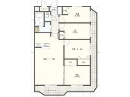 手柄アートスカイハイツ(4LDK/4階)の間取り写真