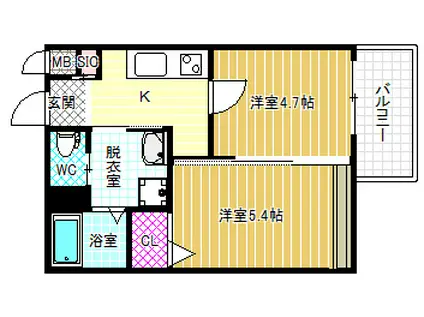 メゾン・クー・トレランス ノース松原(2K/3階)の間取り写真