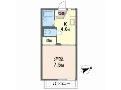 アップルハウス(1K/1階)の間取り写真