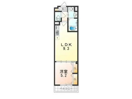 クリエオーレ南上町(1LDK/1階)の間取り写真