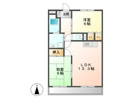 セシール(2LDK/3階)の間取り写真