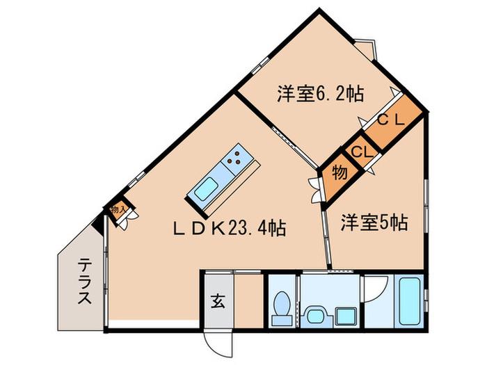 コミュニティーガーデンなごや(2LDK/2階)の間取り写真