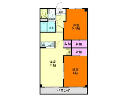 スターハイツ(2LDK/1階)の間取り写真