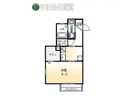 プランドール(1K/2階)の間取り写真