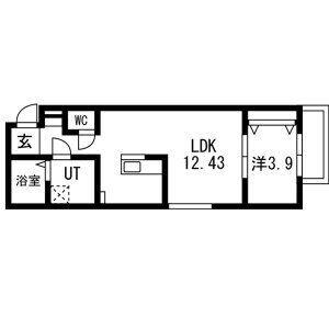 ティンガーラ須ヶ口 ウエスト(1LDK/3階)の間取り写真