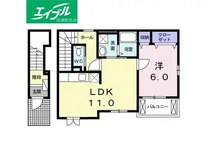 ソルパティオ I(1LDK/2階)の間取り写真